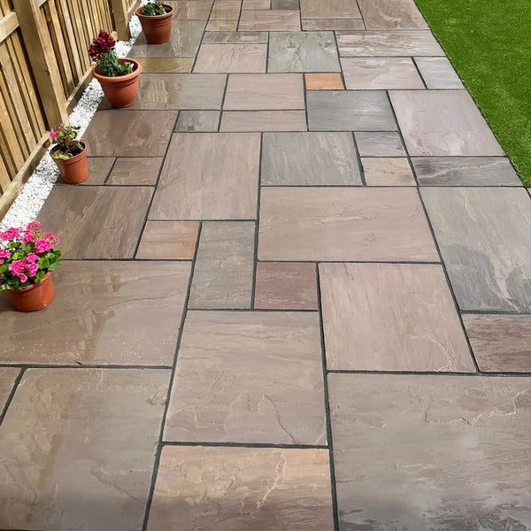 autumn blend Indian sandstone paving