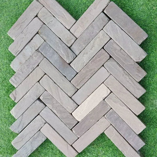 Kandla grey Indian sandstone tumbled pavers