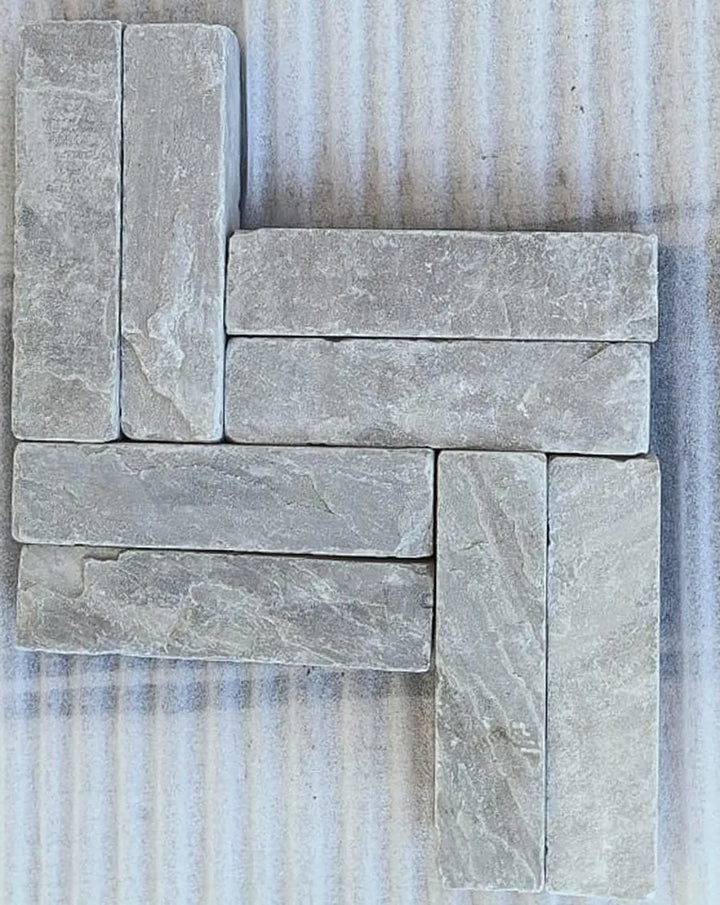 Kandla grey Indian sandstone tumbled pavers