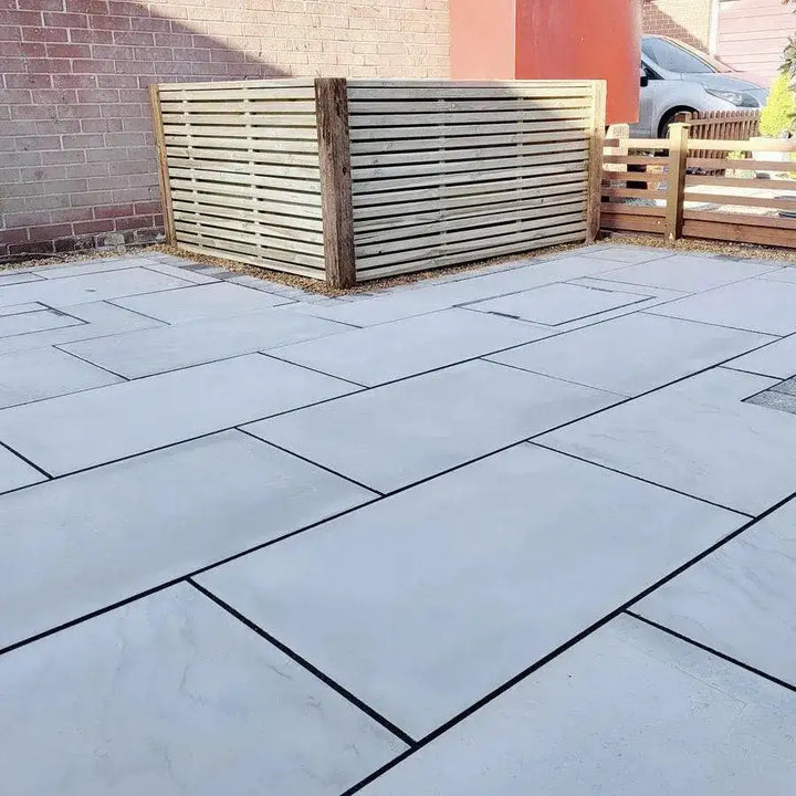 Kandla grey smooth Indian sandstone paving 