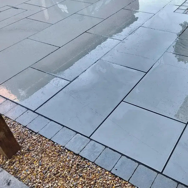 smooth Indian sandstone paving grey sawn honed