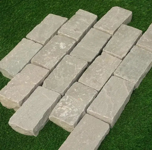 Kandla grey Indian sandstone setts cobbles